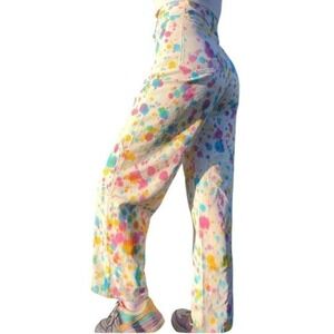 Shekou Womens Yellow High-Waisted Wide-Leg Paint Splatter Streetwear Pants Small